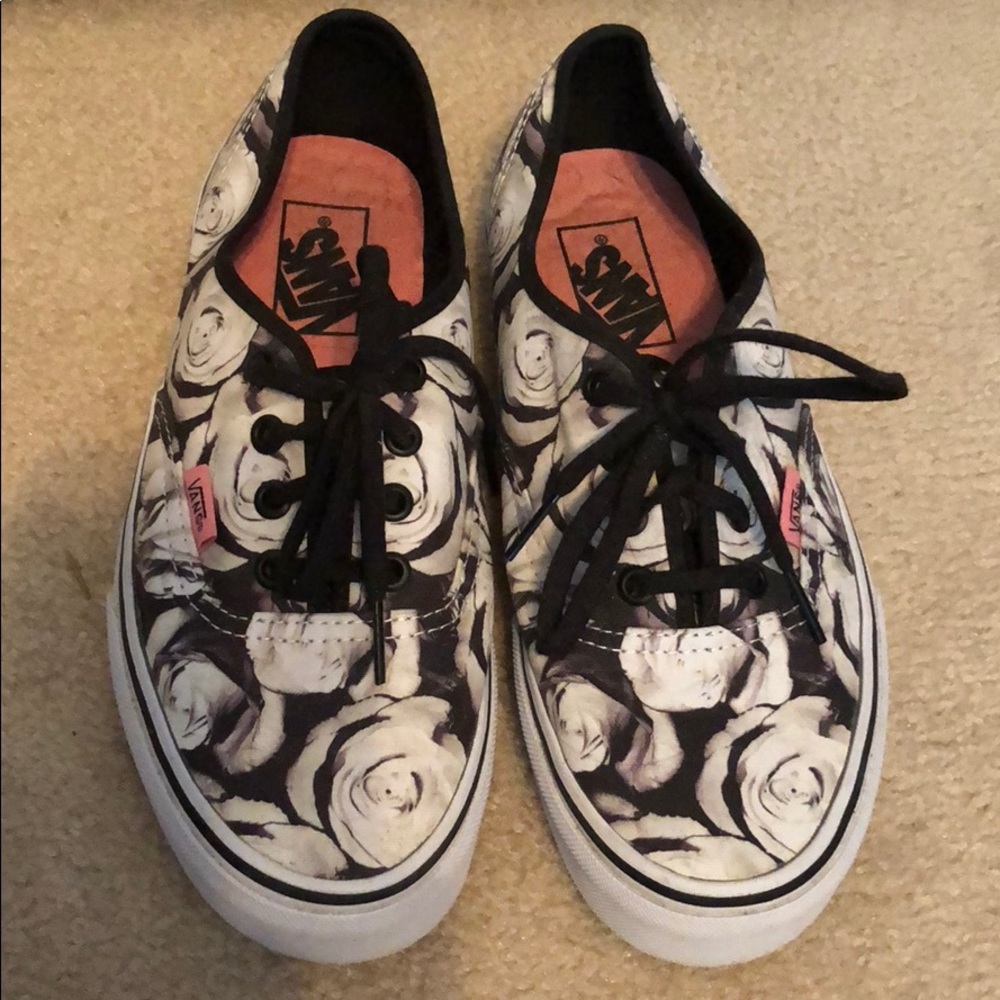 Black and White Roses Vans